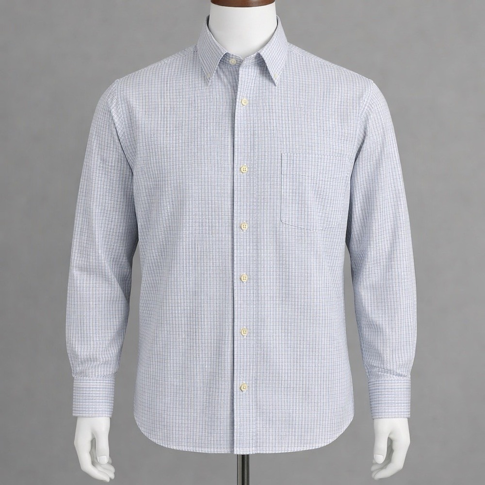 Tommy Bahama Dress Shirt Mens 16 34-35 Blue White Gingham Check Button Down